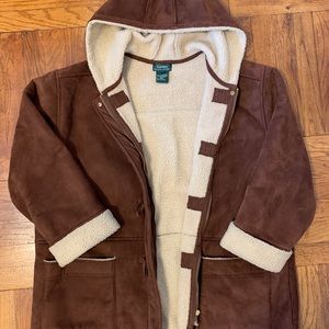 Ralph Lauren women’s winter brown suede shearling lined winter coat 2X